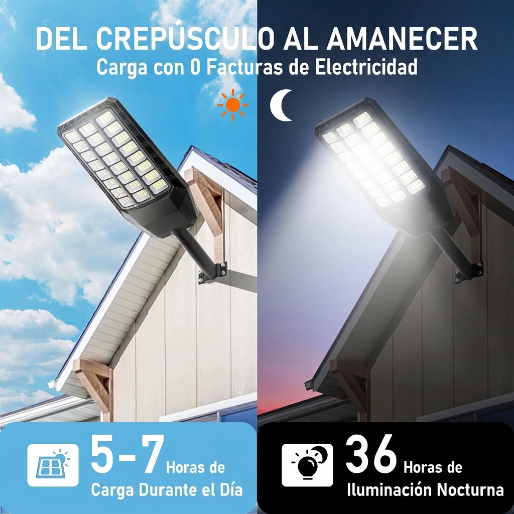 Farola solar para exteriores: del anochecer al amanecer, IP66