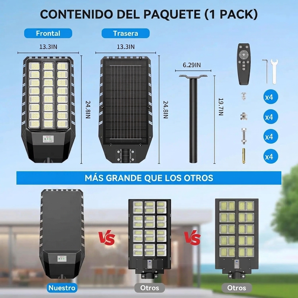 Farola solar para exteriores: del anochecer al amanecer, IP66