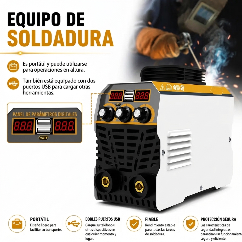 Máquina de soldar portátil - 110 V/220 V, 120 A