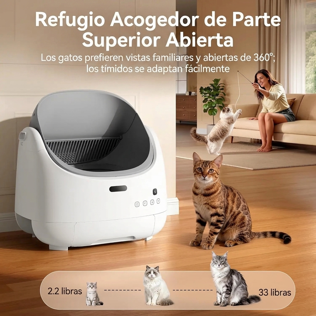 Arenero automático para gatos: autolimpiable, control por aplicación, sin olores-Envío gratis