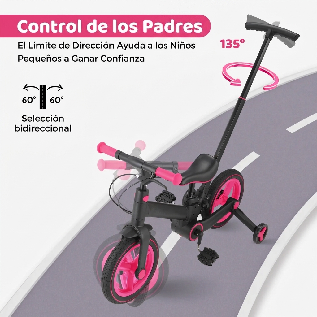 Bicicleta de equilibrio 6 en 1 para niños pequeños con ruedas de entrenamiento