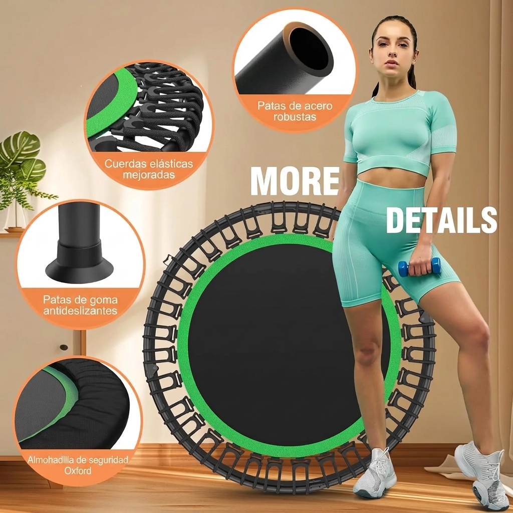Cama elástica plegable de 48 pulgadas para ejercicio en interiores, con manillar ajustable