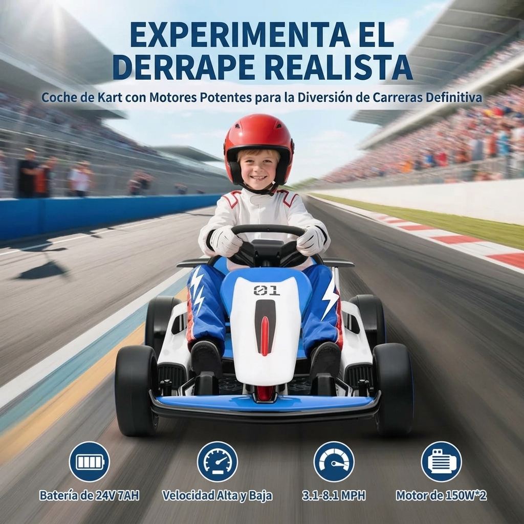 Go-kart eléctrico de derrape para niños - Motores de 200 W