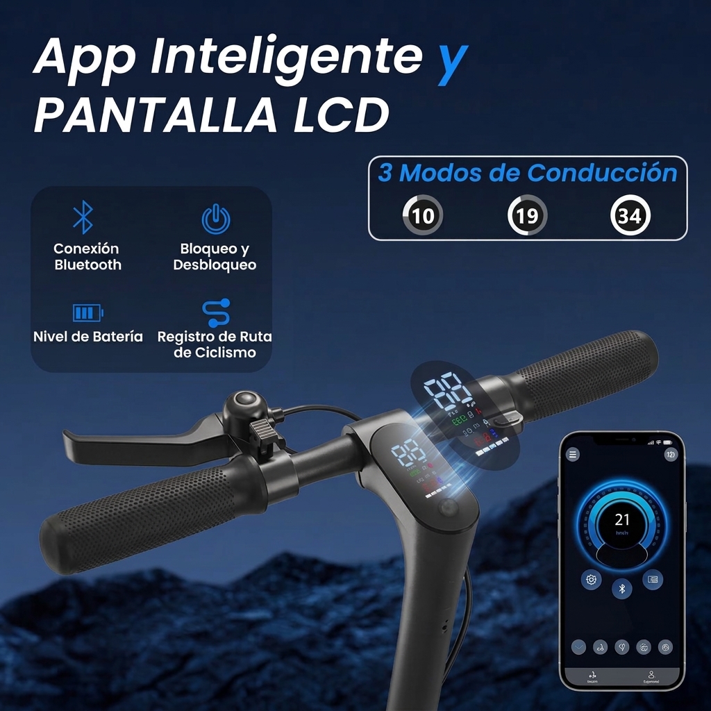 [HOT Sale💥] Patinete Eléctrico Inteligente｜Velocidad máxima de 34 km/h｜Autonomía de hasta 24-34 km｜Ruedas de 8.5 pulgadas｜Potente motor de 500W｜Diseño plegable｜Compatible con App｜Carga rápida｜Capacidad máxima de carga: 120 kg