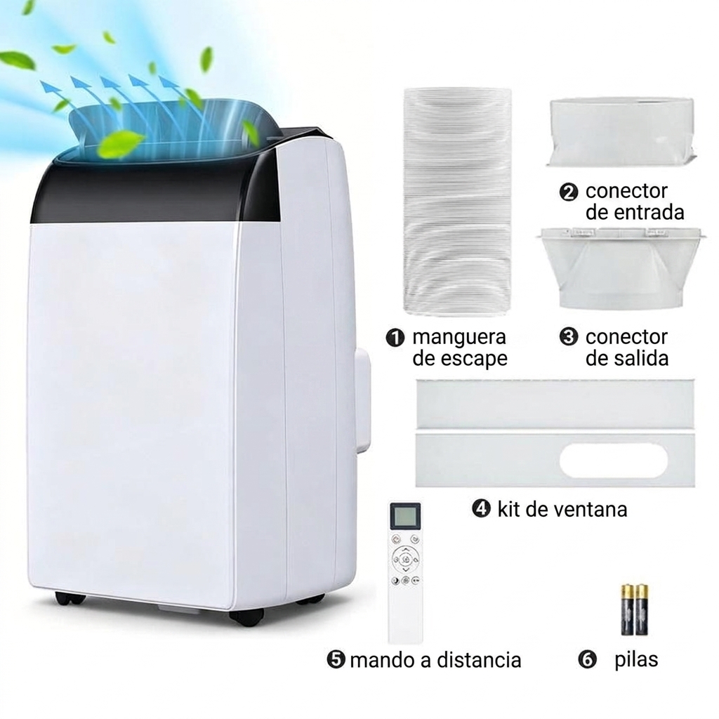 【Liquidación de fin de verano】Aire acondicionado portátil de 14 000 BTU, ultrasilencioso y de bajo consumo energético-Envío gratis
