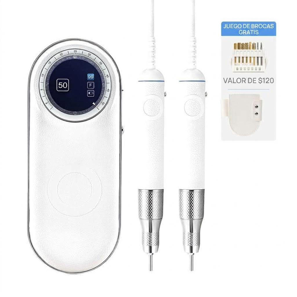 Pulidora de uñas eléctrica profesional, 50.000 RPM, recargable, con modo silencioso por IA y mango de 3 mm de diámetro, parada automática, segura y fiable. Ideal para técnicos de salones de uñas como herramienta y consumible. Dimensiones: 171 mm × 68 mm ×