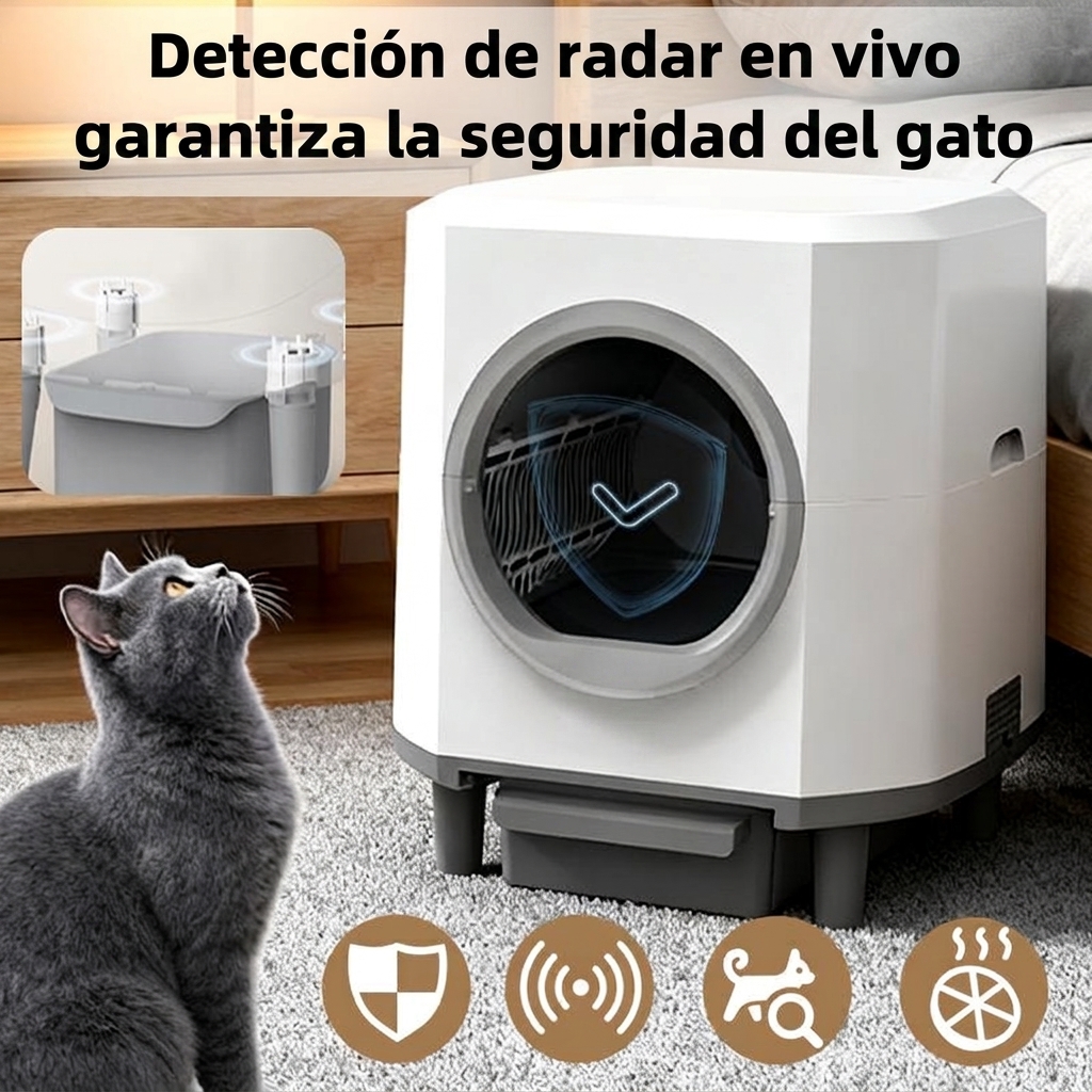 Smart Low-Noise Automatic Self-cleaning Household Cat Litter Box 80L,Hands-Free,Smart Sensors Safety Protection,Easy Setup,Odor-Free,APP Control,Multi-Cat Home,Cat Companion