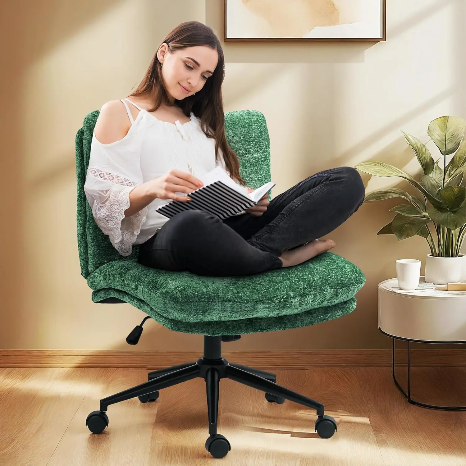 Envío gratis🌿Silla extra grande con diseño entrecruzado, ruedas y tapicería de primera calidad