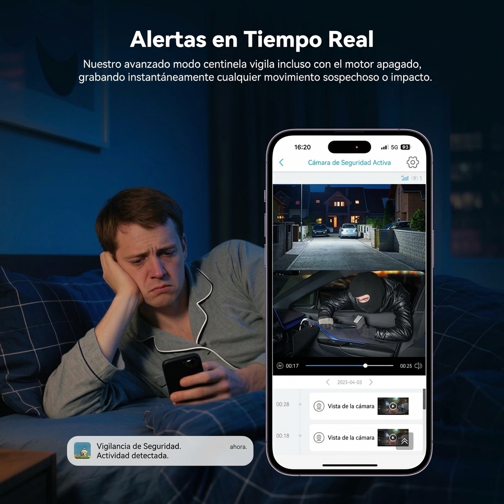 Cámara de Seguridad para Coche 4G LTE sin Suscripción, Vista Remota en Tiempo Real, GPS, Monitorización 24/7, Alertas Inteligentes y Grabación en la Nube