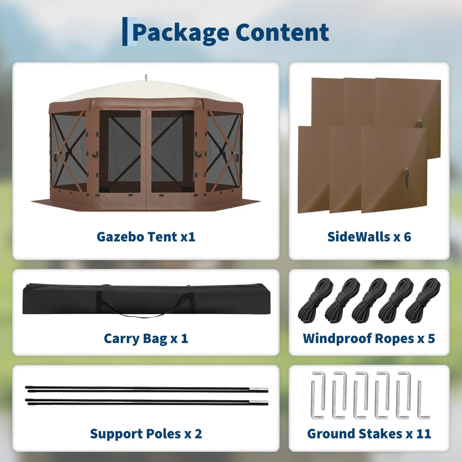 Carpa plegable hexagonal de 13 x 13 pies para exteriores