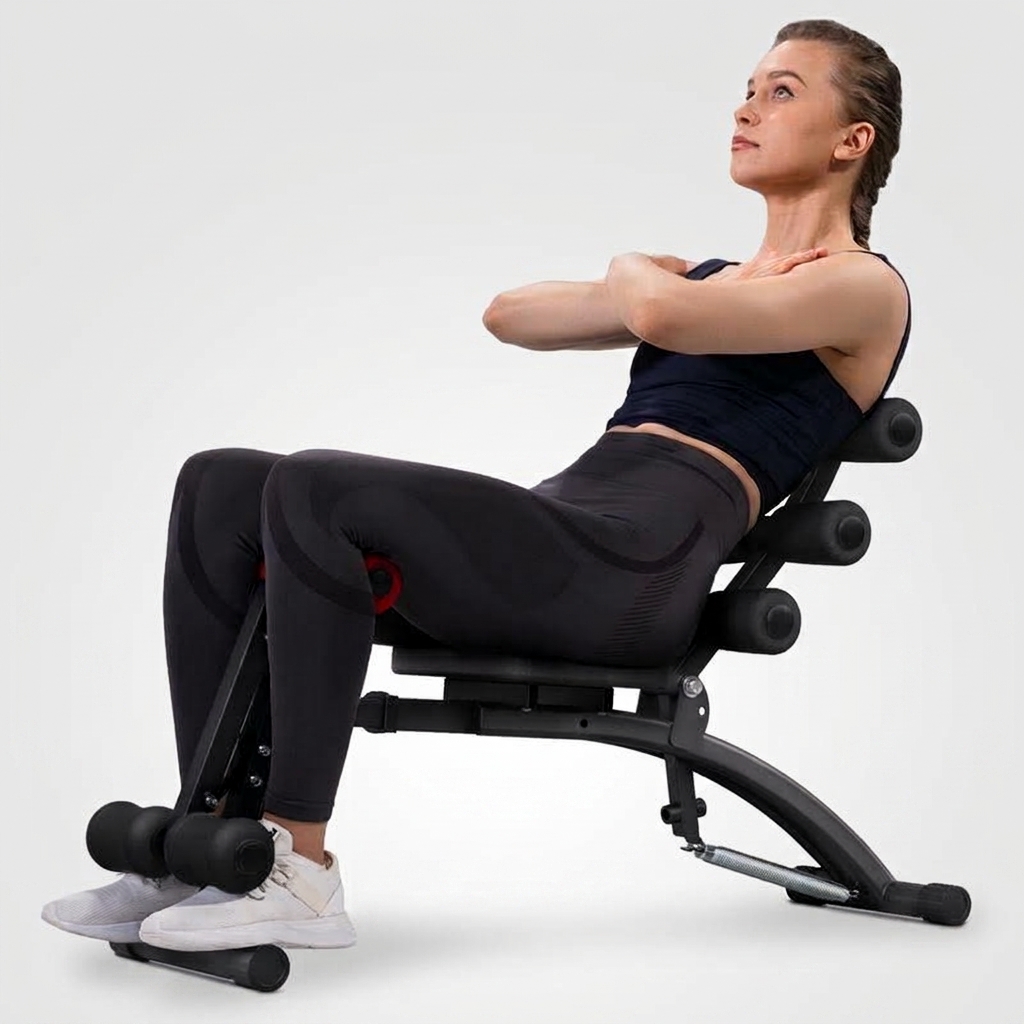 Entrenador de músculos abdominales, Banco de abdominales ajustable, entrenador de músculos abdominales para entrenamiento en casa para cintura, caderas, piernas, máx. 136 kg, para sentarse / bicicleta de aire / levantamiento de piernas, etc.