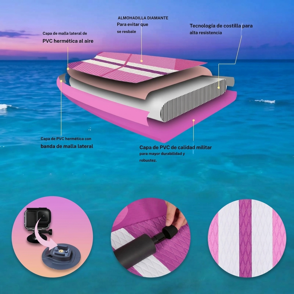 Tabla de paddle surf hinchable (SUP), set con accesorios completos, 330 x 76 x 15 cm, capacidad de carga hasta 150 kg