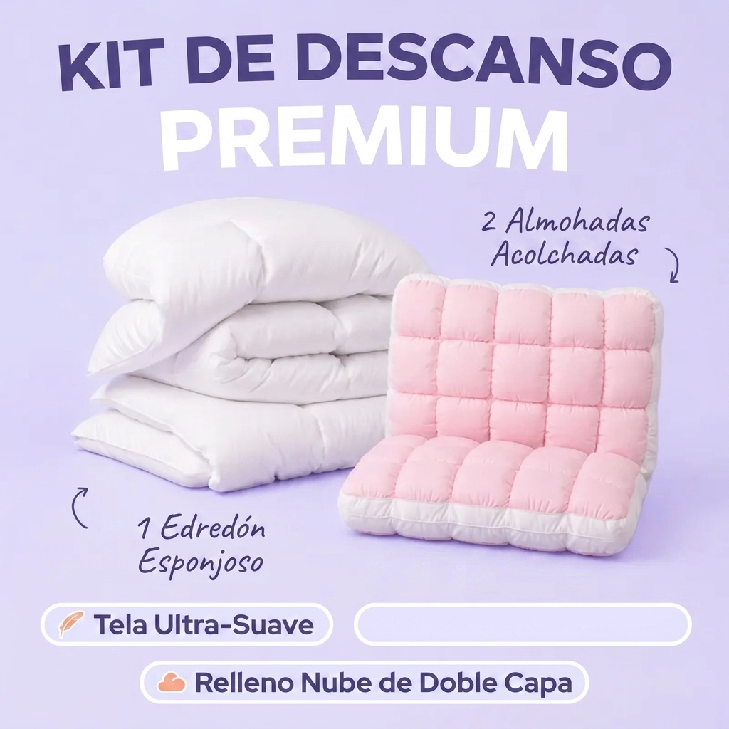 Juego de Cama Suave y Transpirable con Edredón Acolchado y 2 Almohadas Refrescantes, Conjunto de Cama Esponjoso y Cómodo