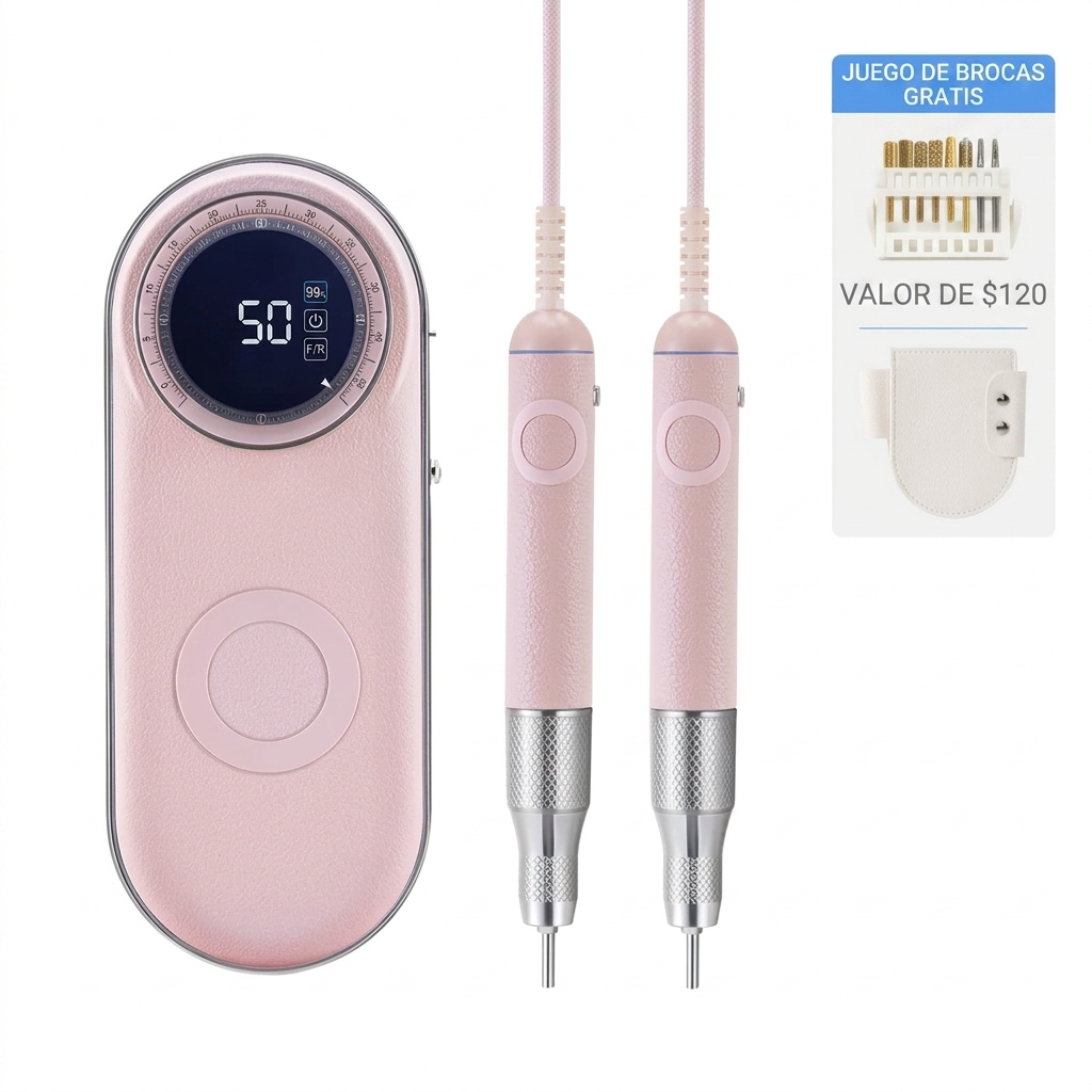 Pulidora de uñas eléctrica profesional, 50.000 RPM, recargable, con modo silencioso por IA y mango de 3 mm de diámetro, parada automática, segura y fiable. Ideal para técnicos de salones de uñas como herramienta y consumible. Dimensiones: 171 mm × 68 mm ×