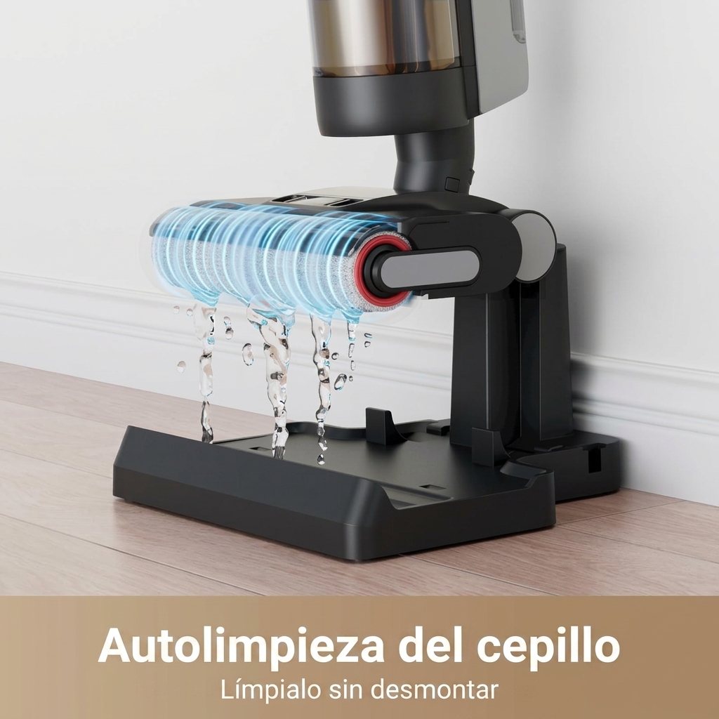 Aspiradora para sólidos y líquidos, aspiradora y fregona inalámbrica combinadas, con función de limpieza automática, limpiador de suelos inalámbrico apto para suelos duros, aspiradora para sólidos y líquidos con limpieza de bordes, temporada de regreso a 