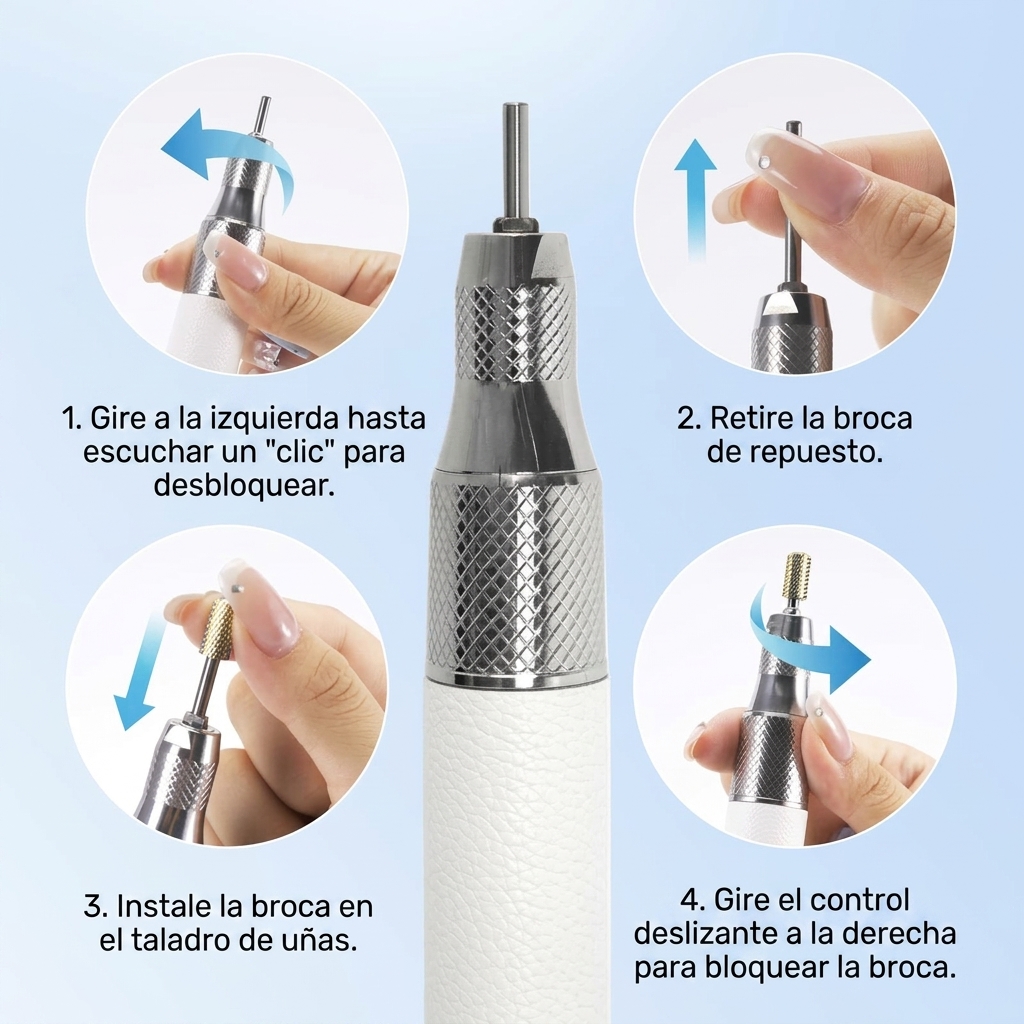 Pulidora de uñas eléctrica profesional, 50.000 RPM, recargable, con modo silencioso por IA y mango de 3 mm de diámetro, parada automática, segura y fiable. Ideal para técnicos de salones de uñas como herramienta y consumible. Dimensiones: 171 mm × 68 mm ×