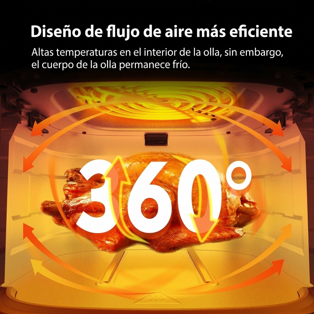 Freidora de aire potente de 9 L (XXL) con ventana transparente - Freidora de aire de 2350 W con circulación de aire a 360°, 9 programas automáticos