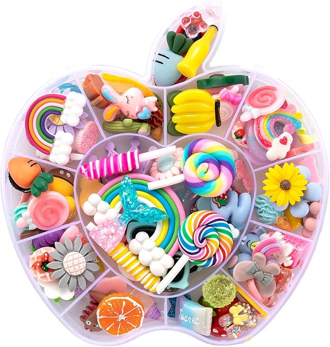 Not for croc,100pcs Slime Charms,Plastic Flatback Charms and Containers Mixed Candy Cake Sweets Resin Cabochons for DIY Crafts, Scrapbooking, Jewelry Making(mix)