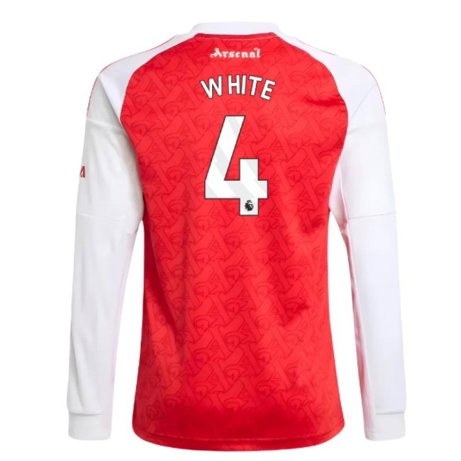 Kids' Arsenal 2025/26 White Home Long Sleeve Jersey