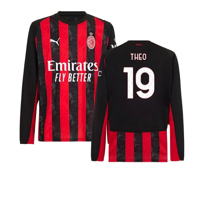 Men's AC Milan 2025/26 Home Long Sleeve Jersey