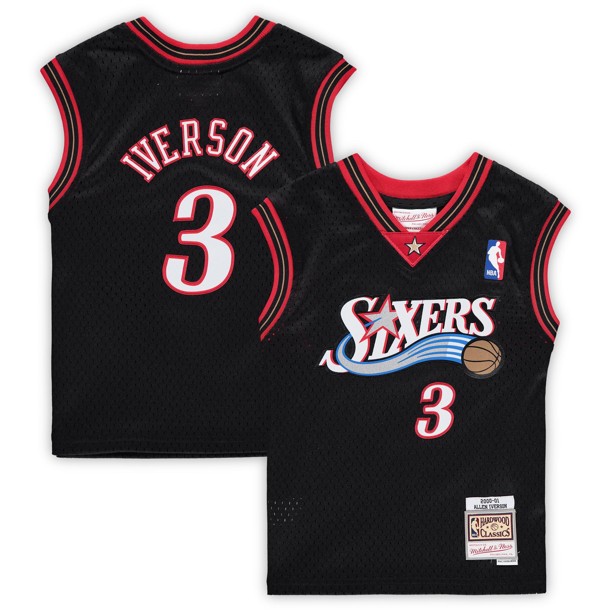 Kids' Philadelphia 76ers Black Throwback Jersey