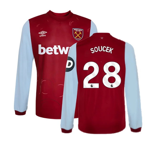 Men's West Ham 2023/24 Home Long Sleeve Jersey