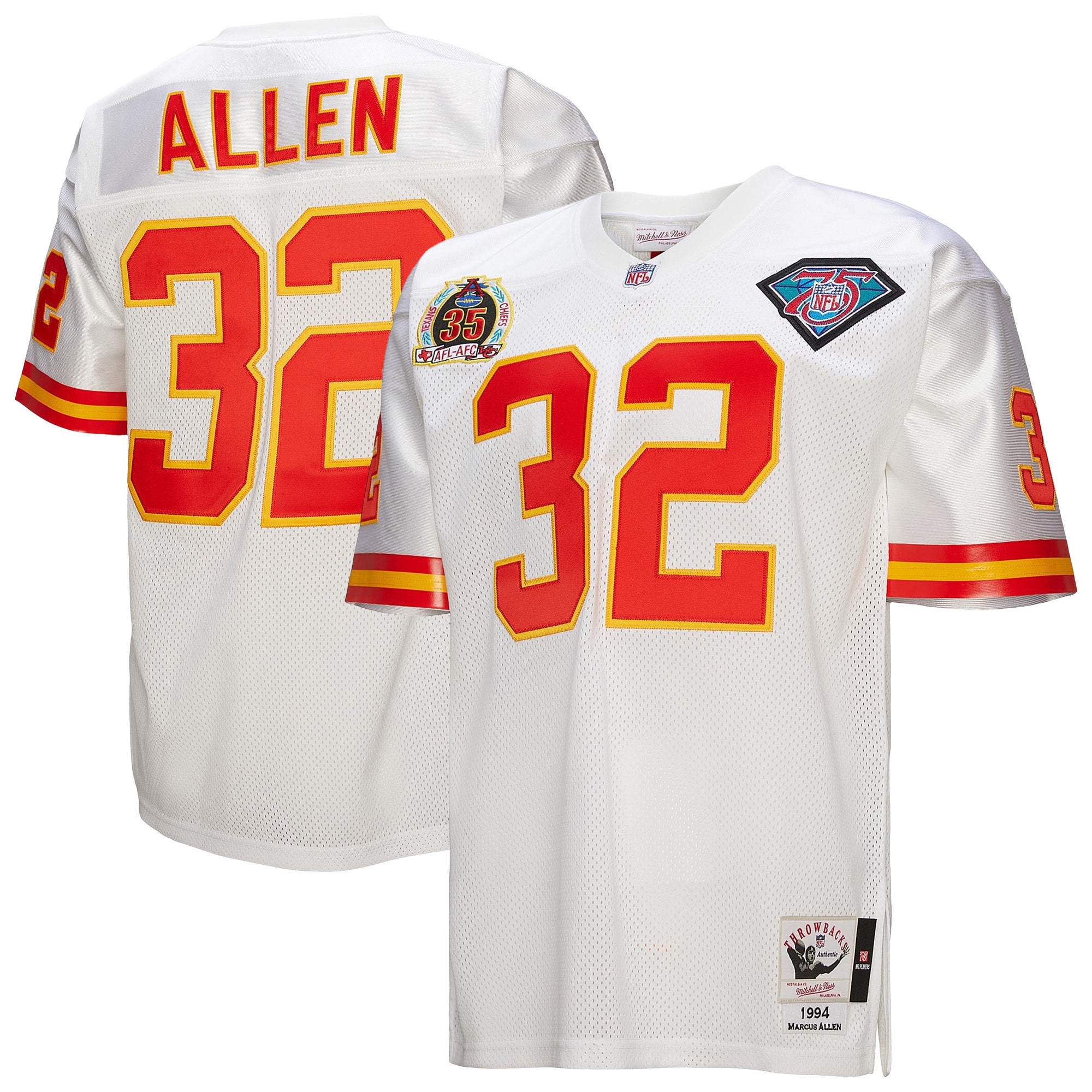 Men's Kansas City Chiefs White Throwback Player Jersey