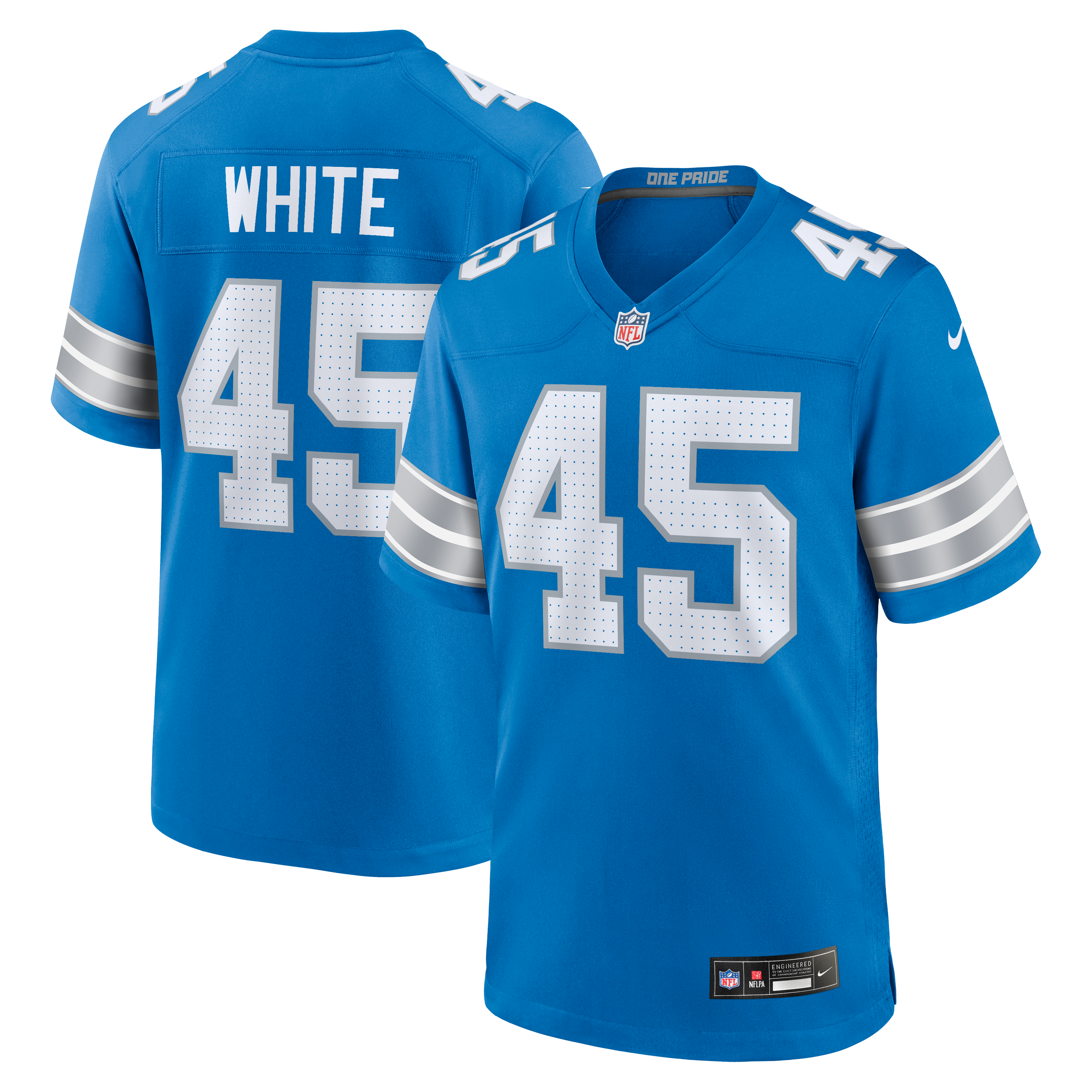 Men's Detroit Lions White Game Jersey