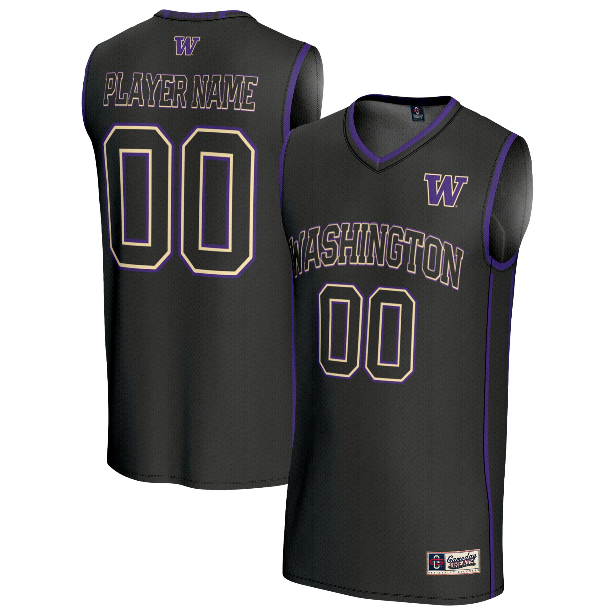 Kids' Washington Huskies Black Player Jersey