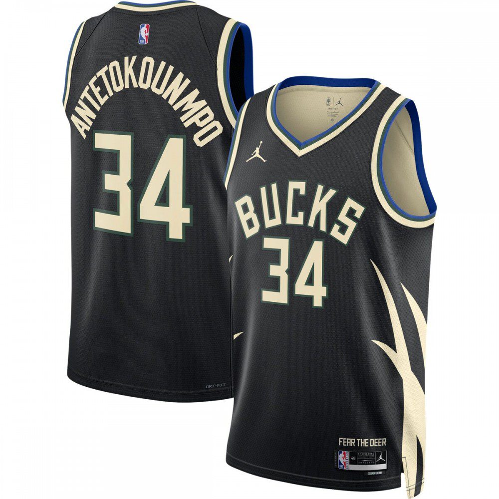 Men's Milwaukee Bucks 2022/23 Black Statement Swingman Jersey