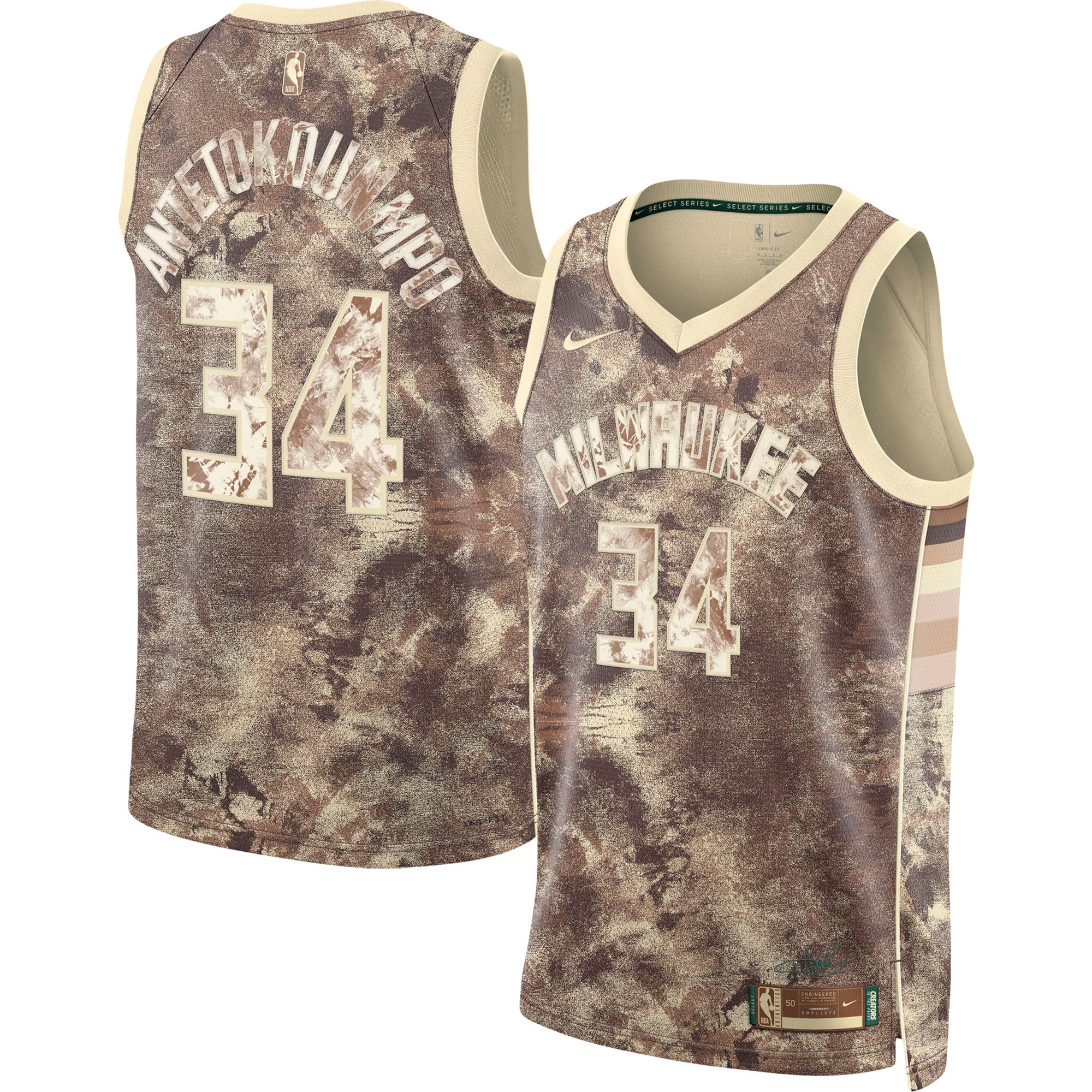 Women's Milwaukee Bucks Brown Select Swingman Jersey