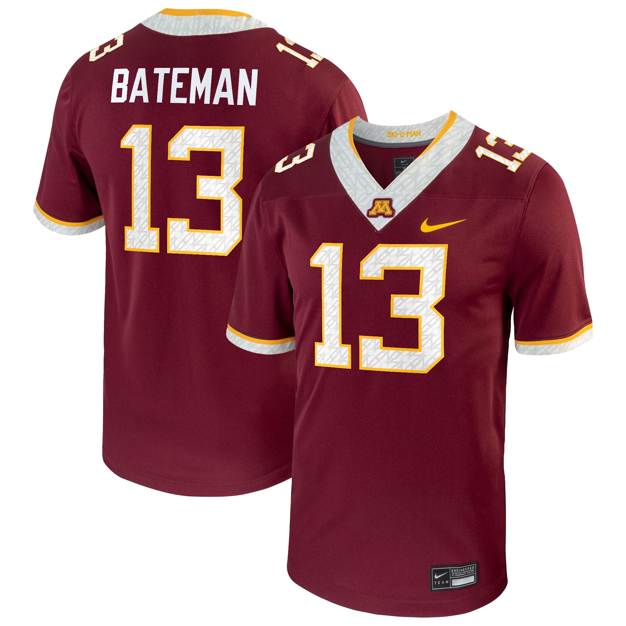Kids' Bateman Minnesota Golden Gophers Maroon Player Jersey