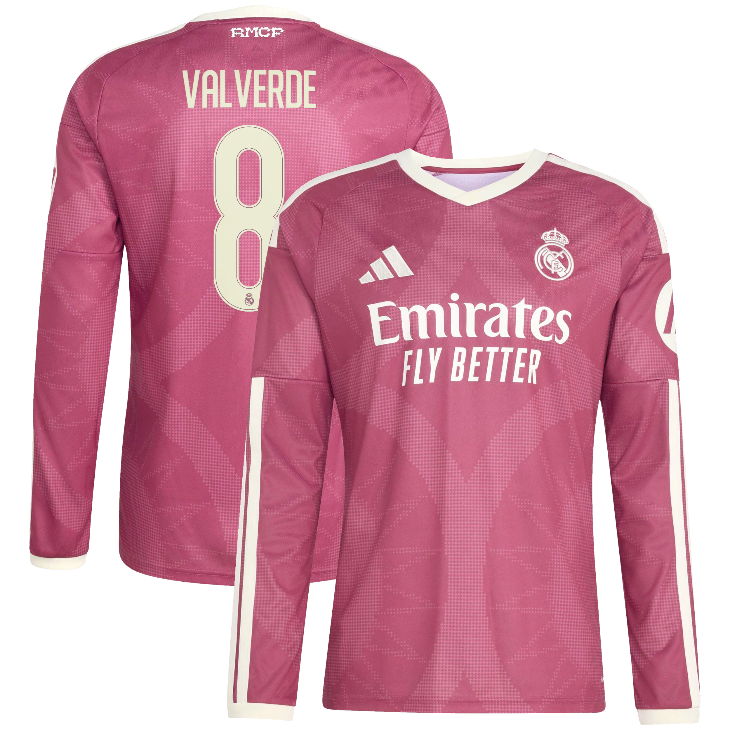 Men's Real Madrid 2026/27 Pink Replica Long Sleeve Jersey