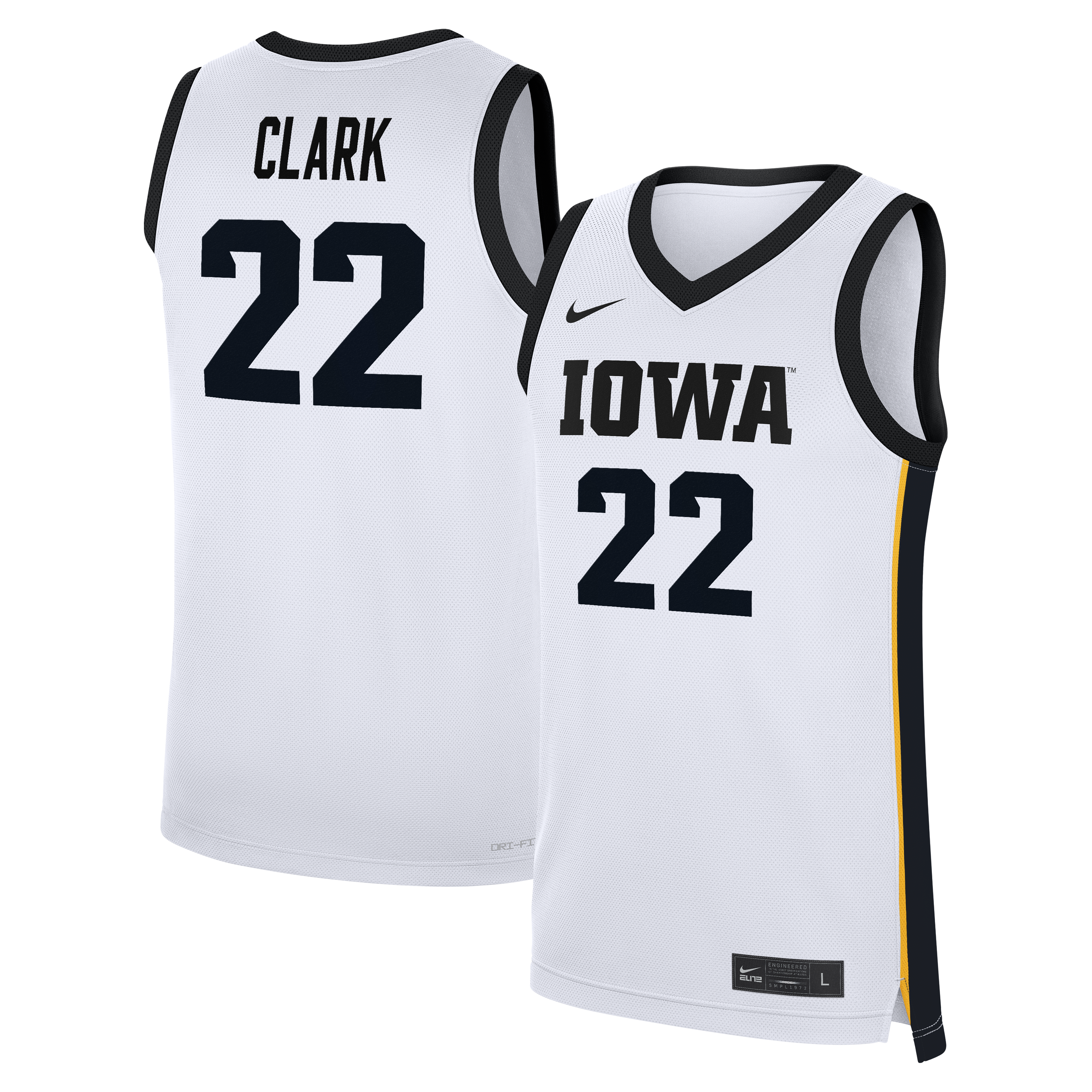 Men's Clark Iowa Hawkeyes White Replica Jersey
