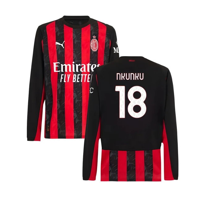 Men's AC Milan 2025/26 Home Long Sleeve Jersey