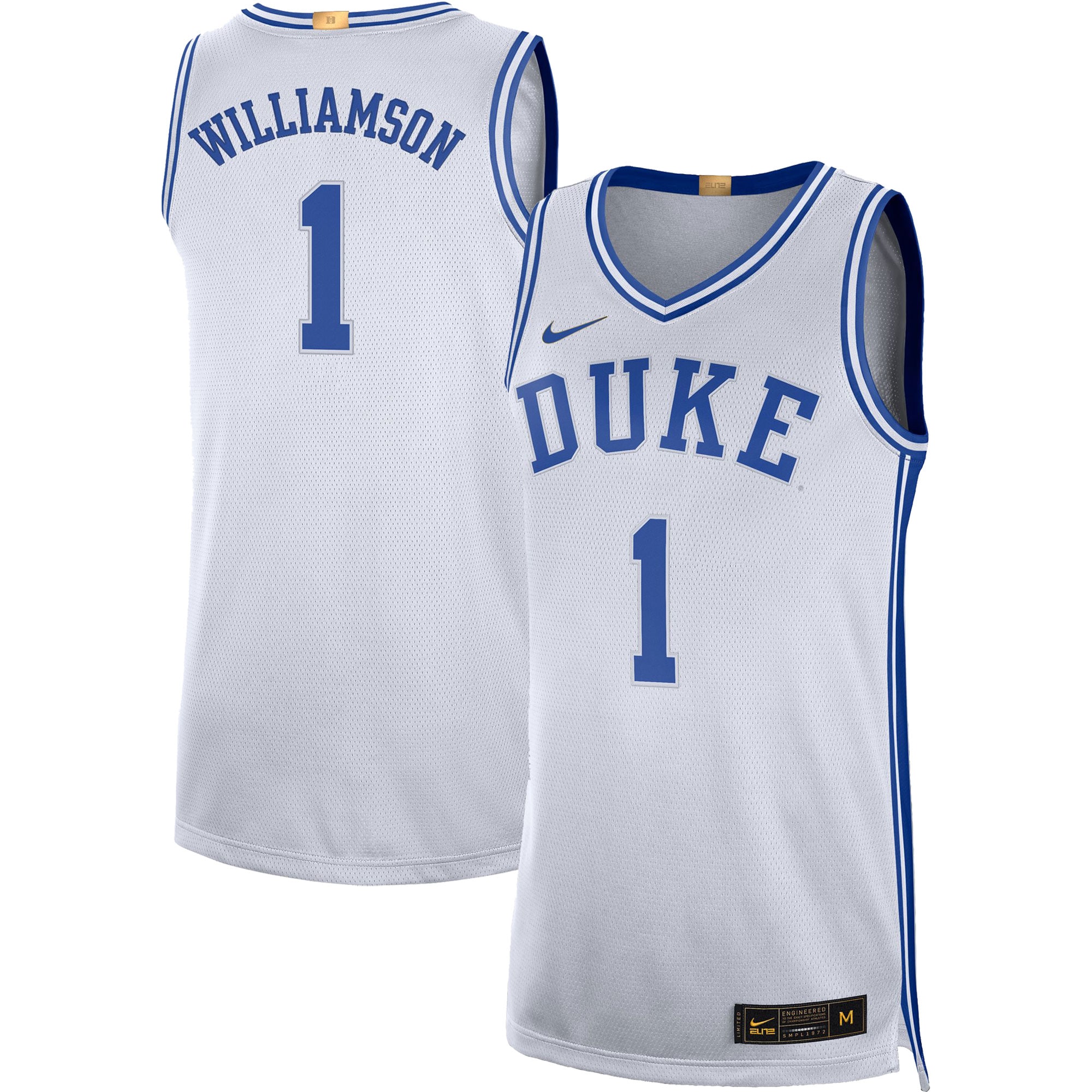 Men's Williamson Duke Blue Devils White Limited Jersey