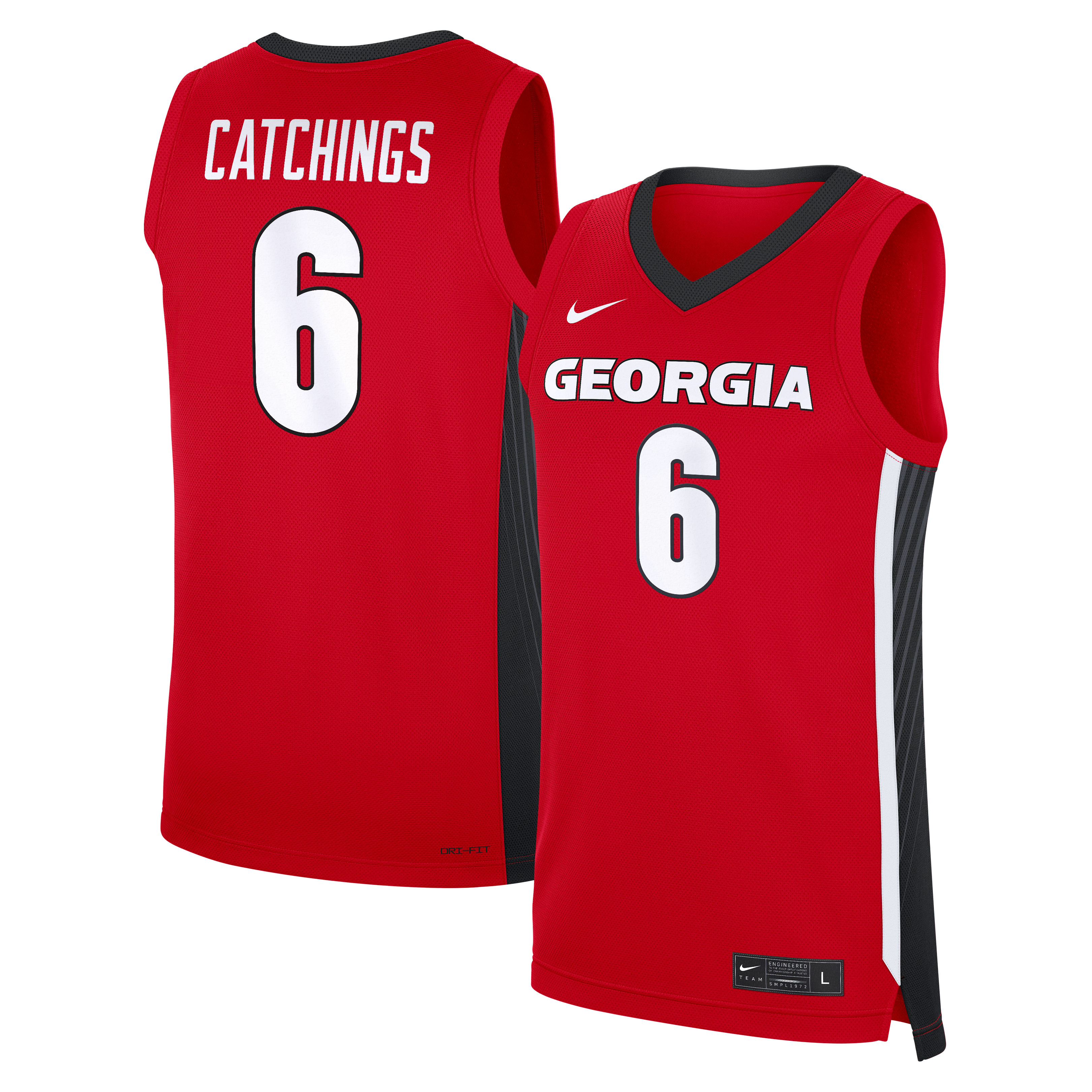 Kids' Catchings Georgia Bulldogs Red Replica Jersey