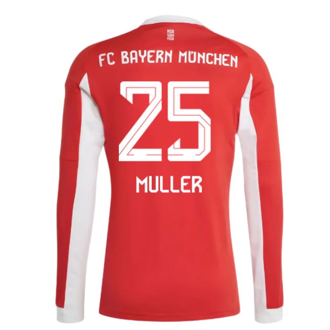 Men's Bayern Munich 2025/26 Home Long Sleeve Jersey
