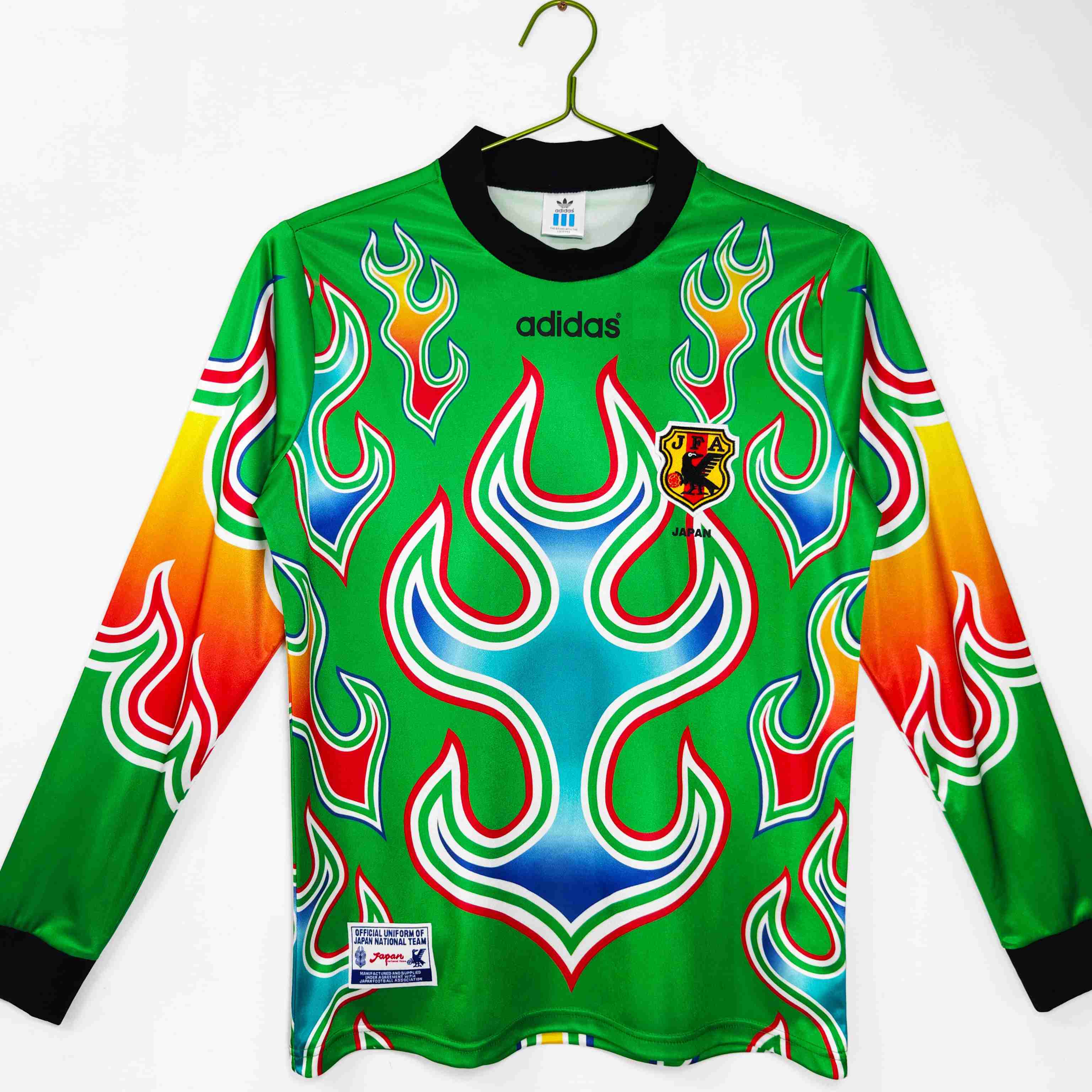 Men's Japan Green Retro Long Sleeve Jersey