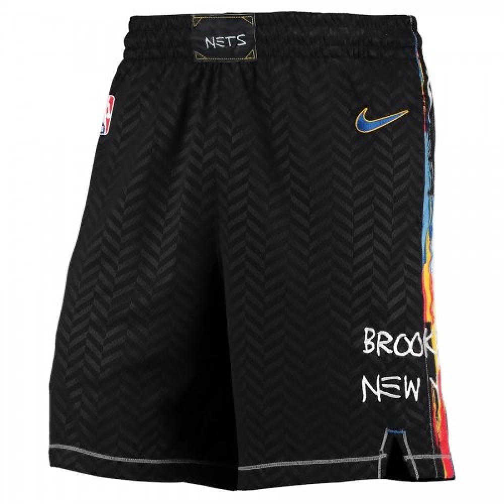 Men's Brooklyn Nets 2020/21 Black City Swingman Shorts