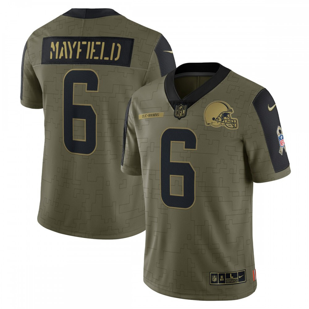Kids' Cleveland Browns 2021 Olive Salute Limited Jersey