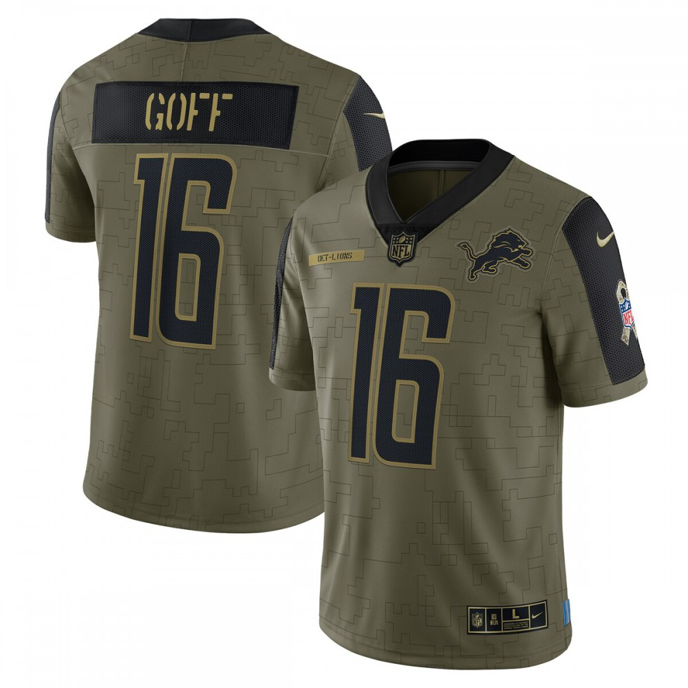Men's Detroit Lions 2021 Olive Salute Limited Jersey