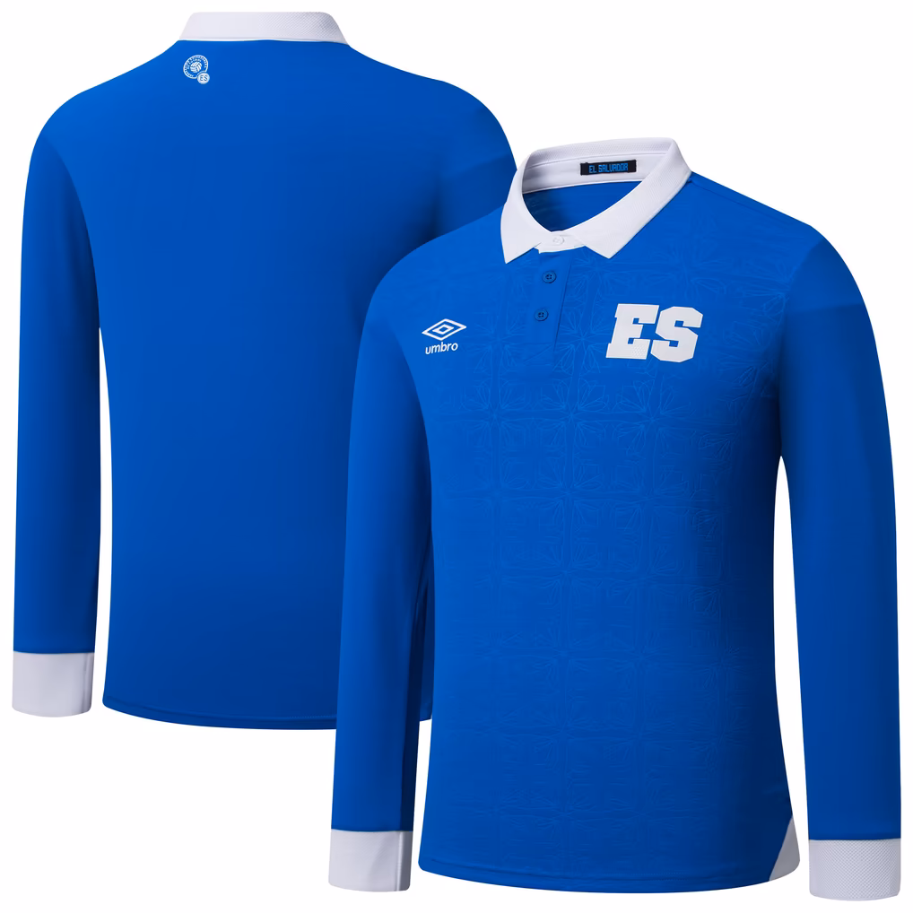Kids' El Salvador 2025 Blue Replica Long Sleeve Jersey