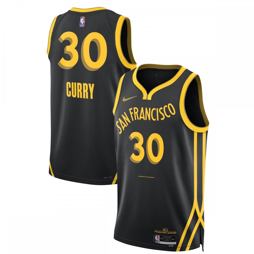 Kids' Golden State Warriors 2023/24 Black City Swingman Jersey