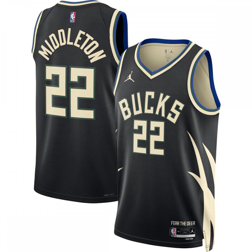 Kids' Milwaukee Bucks 2022/23 Black Statement Swingman Jersey