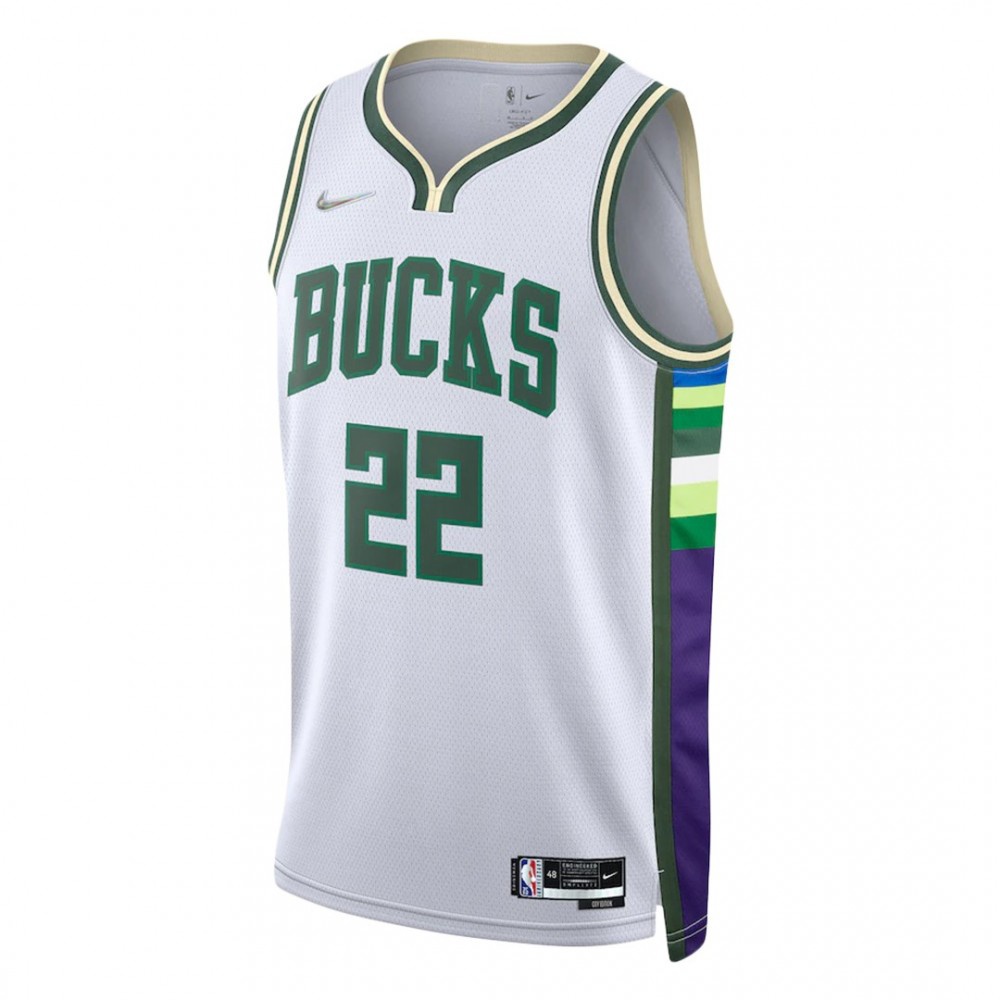 Men's Milwaukee Bucks 2021/22 White City Swingman Jersey