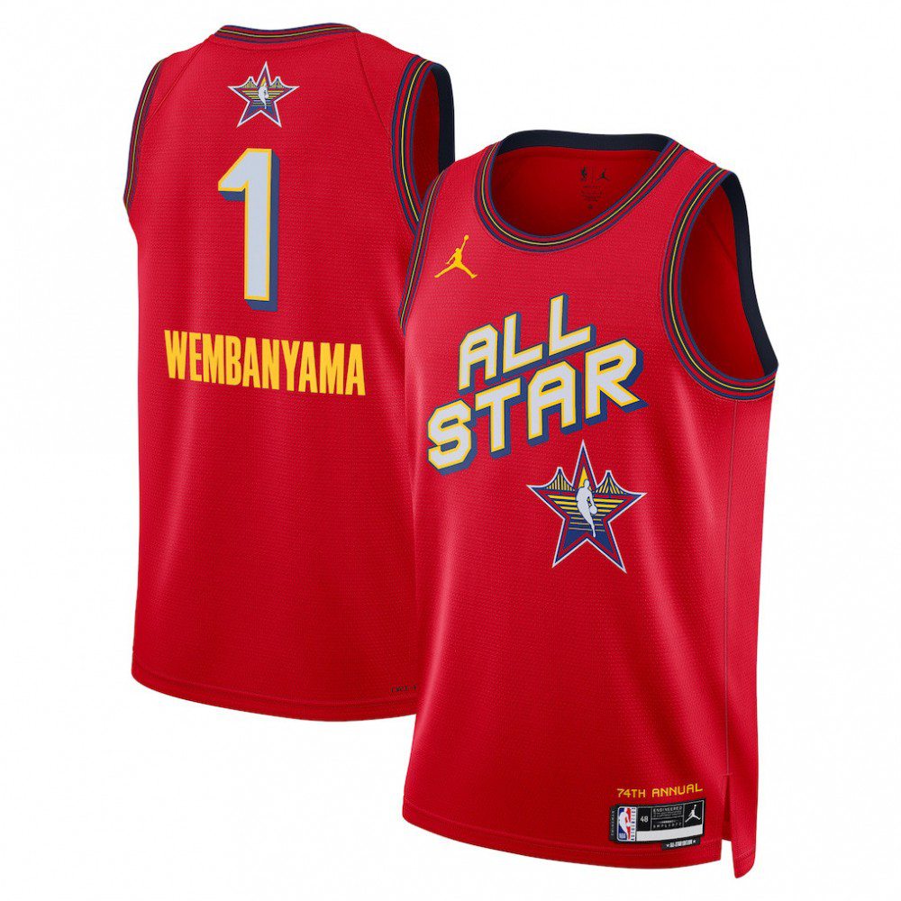 Men's Victor Wembanyama Jordan 2025 Red Player Jersey