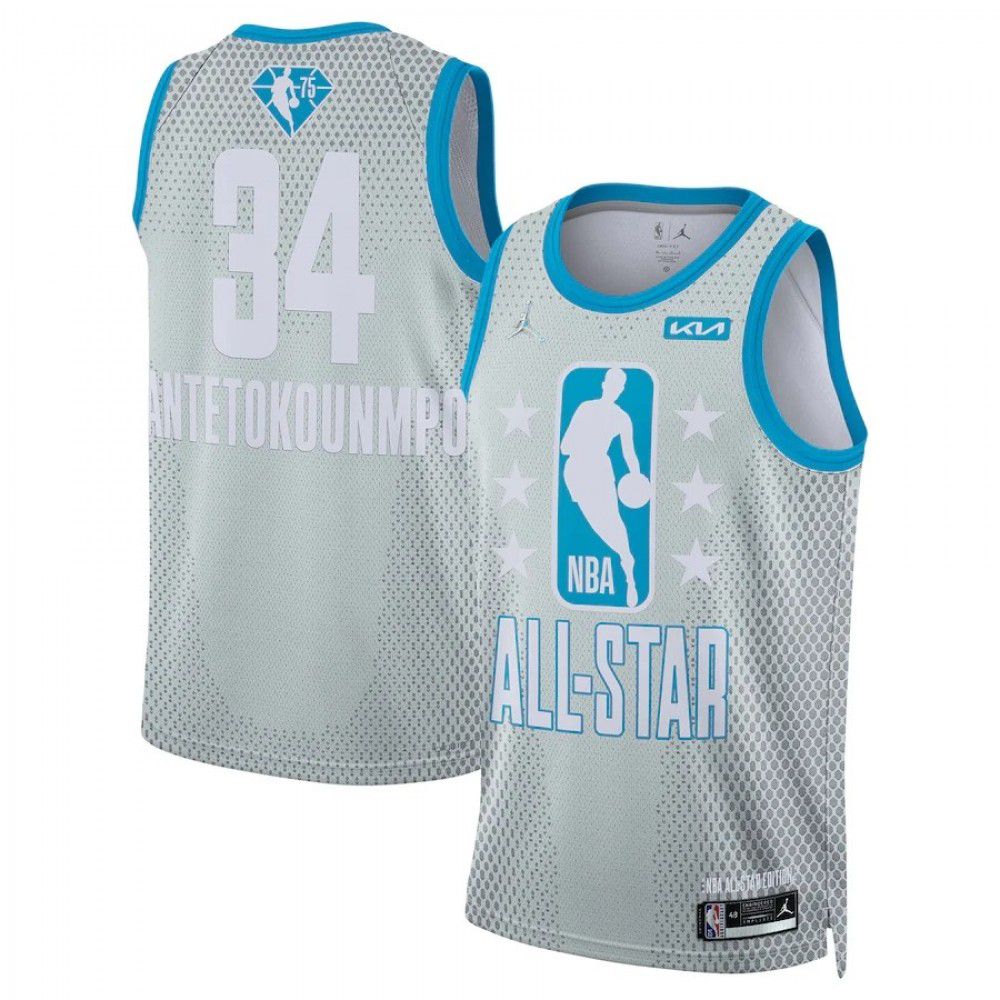 Kids' Giannis Antetokounmpo Jordan 2022 Gray Swingman Jersey