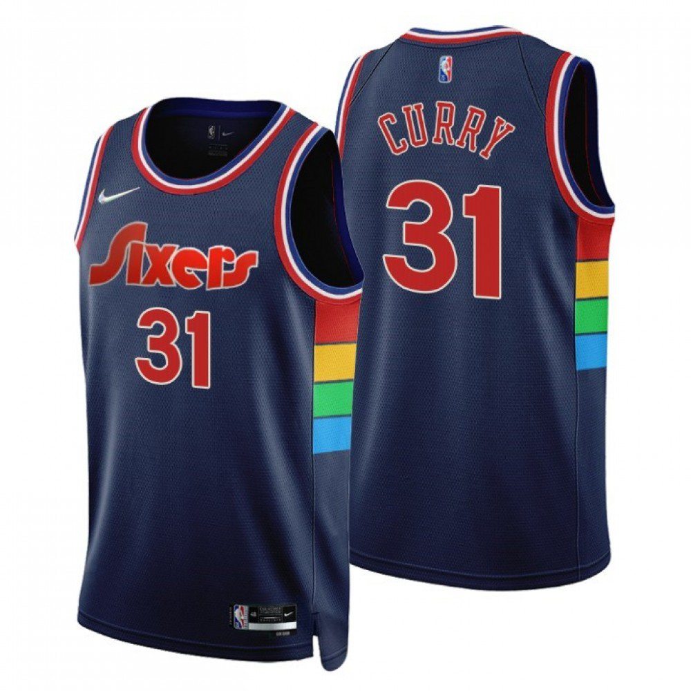 Kids' Philadelphia 76ers 2021/22 Navy City Swingman Jersey