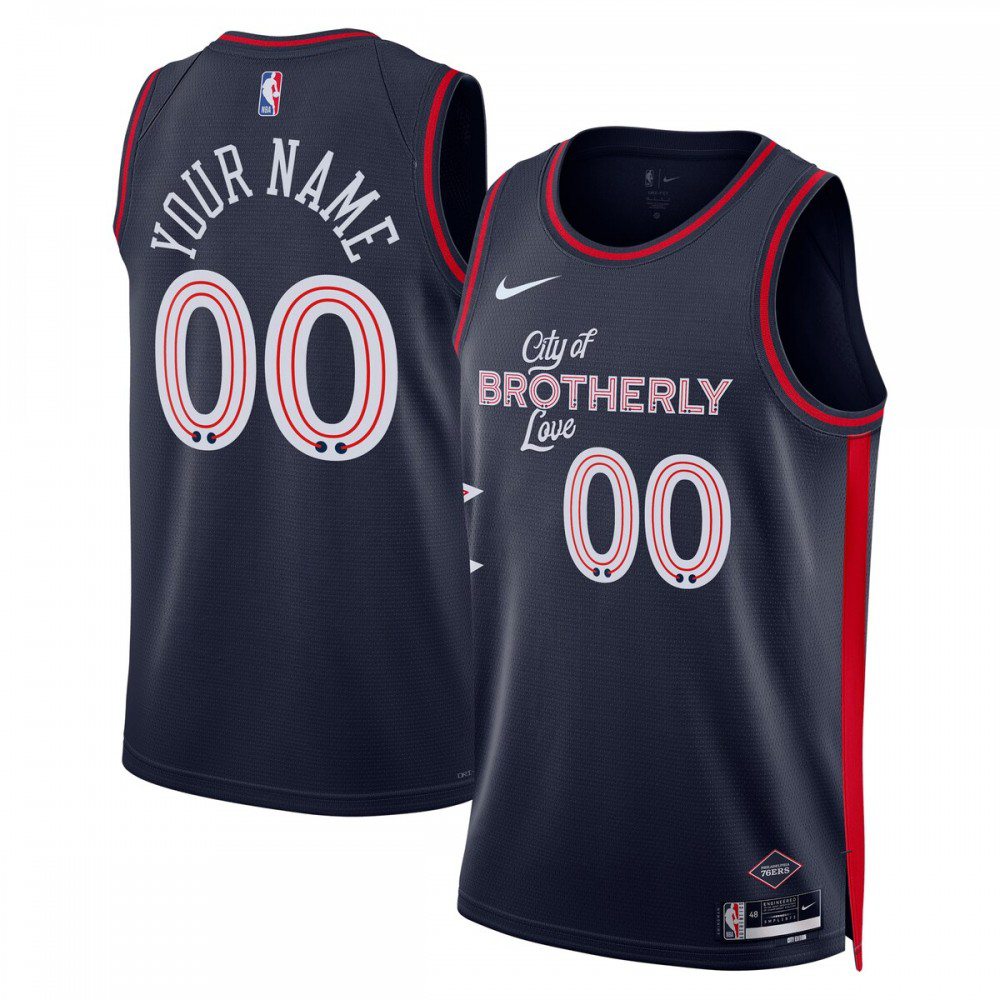 Kids' Philadelphia 76ers 2023/24 Navy City Swingman Jersey